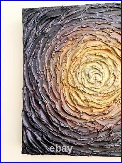 Tableau Peinture, acrylique sur toile, abstrait, 29x29, or violet, nature