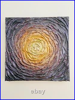 Tableau Peinture, acrylique sur toile, abstrait, 29x29, or violet, nature