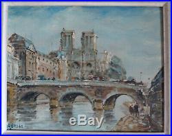 Tableau Pont au Change Paris huile sur toile signée Raymond Besse