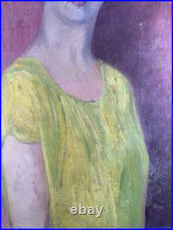 Tableau Portrait De Femme Shabby Bohème Signé Par M LA CORNE déco Chaby 1962