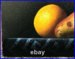Tableau Ultra Réaliste Venke SLETBAKK Nature Morte Fruits Orange Poire Norvège