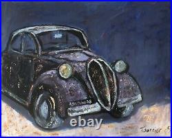 Tableau Voiture Fiat 500 Topolino 1940 Grand Format 81x65cm Tourrier