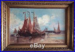 Tableau XX Eme-hollande-charles Dehoy 1903-huile Sur Toile-impressioniste-marine