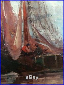 Tableau XX Eme-hollande-charles Dehoy 1903-huile Sur Toile-impressioniste-marine
