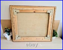 Tableau à l'Huile sur Toile Signé Mayordomo Cadre Doré Village Belcastel