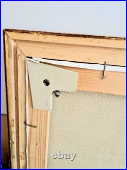 Tableau à l'Huile sur Toile Signé Mayordomo Cadre Doré Village Belcastel