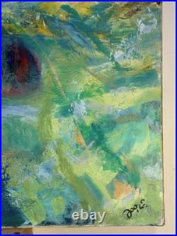 Tableau abstrait signé Joyce Peinture sur toile Composition colorée