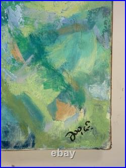 Tableau abstrait signé Joyce Peinture sur toile Composition colorée