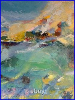 Tableau abstrait signé Joyce Peinture sur toile Composition colorée