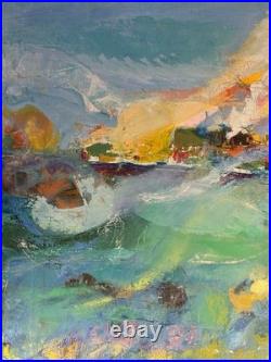 Tableau abstrait signé Joyce Peinture sur toile Composition colorée