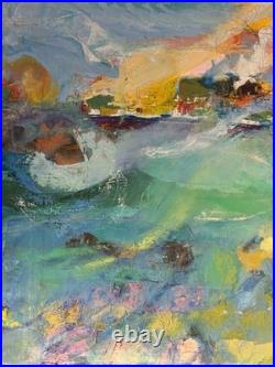 Tableau abstrait signé Joyce Peinture sur toile Composition colorée