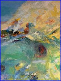 Tableau abstrait signé Joyce Peinture sur toile Composition colorée