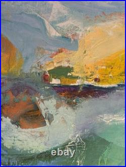 Tableau abstrait signé Joyce Peinture sur toile Composition colorée