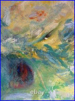 Tableau abstrait signé Joyce Peinture sur toile Composition colorée