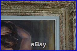 Tableau albert GENTA portrait femme nue au chignon huile sur toile