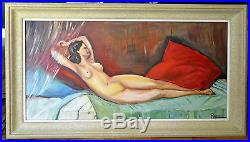 Tableau ancien Huile sur toile femme nue signée FRANCE