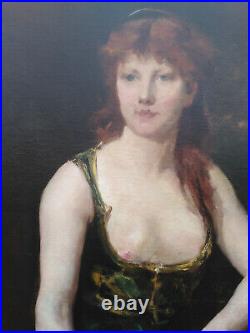 Tableau ancien Juana Romani Henner Carolus Duran Falguière rousse Médée portrait