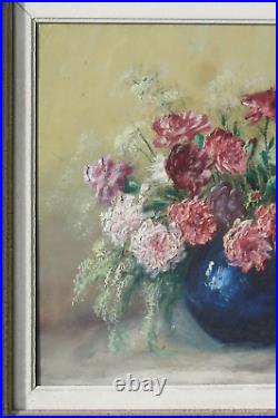 Tableau ancien LESPINASSE huile sur toile bouquet de fleurs Pivoines début XXe