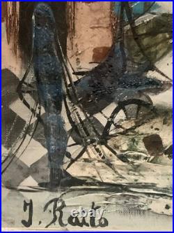 Tableau ancien hst paysage animé canal Venise gondole J. RAITO dlg Jean Calogero