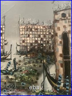 Tableau ancien hst paysage canal de Venise gondole J. RAITO dlg Jean Calogero