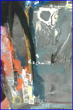 Tableau ancien huile composition abstraite signé A. Schmitt contemporain XXème