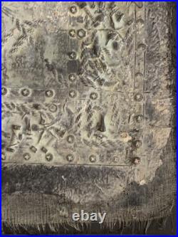 Tableau ancien huile composition mixte sculpture boulons femme mélancolie signé