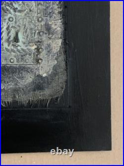 Tableau ancien huile composition mixte sculpture boulons femme mélancolie signé