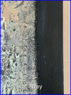 Tableau ancien huile composition mixte sculpture boulons femme mélancolie signé