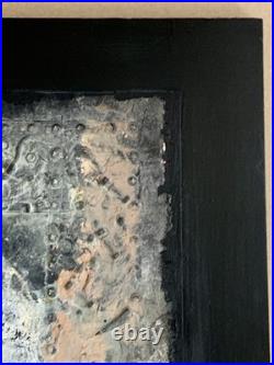 Tableau ancien huile composition mixte sculpture boulons femme mélancolie signé
