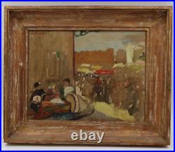 Tableau ancien huile sur toile musiciens Toulouse Laurent Escap