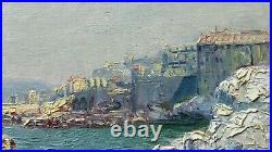Tableau ancien marine Marseille corniche Kennedy, Vallon des Auffes, petit Nice
