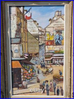 Tableau ancien par CLARICE Vue''Ville de Paris 1930/40 Peinture sur toile Signé