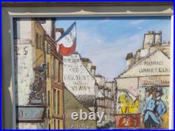 Tableau ancien par CLARICE Vue''Ville de Paris 1930/40 Peinture sur toile Signé