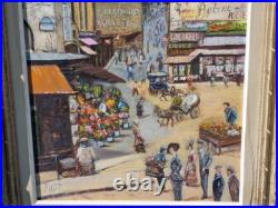 Tableau ancien par CLARICE Vue''Ville de Paris 1930/40 Peinture sur toile Signé
