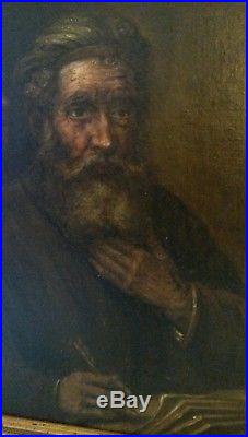 Tableau ancien peinture Rembrandt Saint Mathieu et L'Ange huile sur toile XVIIe