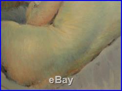 Tableau ancien portrait femme nue Impressionisme Louis Francois Biloul peinture