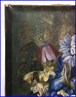 Tableau ancien signé Ch. Eté, Huile sur toile, Nature morte, Bouquet, Fleurs XXe