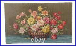 Tableau ancien signé Emmanuel Coulange Lautrec 1823-1898 Huile Hst Fleurs Roses