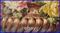 Tableau ancien signé Emmanuel Coulange Lautrec 1823-1898 Huile Hst Fleurs Roses