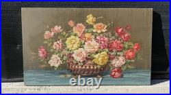 Tableau ancien signé Emmanuel Coulange Lautrec 1823-1898 Huile Hst Fleurs Roses
