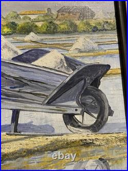 Tableau ancien signé Hardy Huile sur toile Paludier aux marais salants