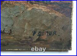 Tableau ancien signé, Port breton animé, Huile sur toile, Peinture, Début XXe