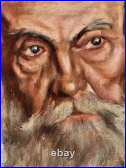 Tableau ancien signé. Portrait Homme Peinture huile sur toile. A Restaurer