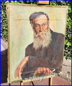 Tableau ancien signé. Portrait Homme Peinture huile sur toile. A Restaurer Tableau ancien signé. Portrait Homme Peinture huile sur toile. A Restaurer