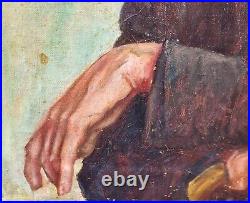 Tableau ancien signé. Portrait Homme Peinture huile sur toile. A Restaurer Tableau ancien signé. Portrait Homme Peinture huile sur toile. A Restaurer
