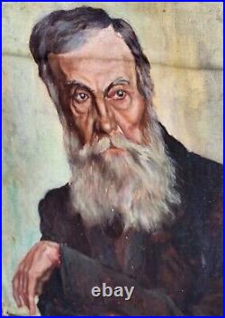 Tableau ancien signé. Portrait Homme Peinture huile sur toile. A Restaurer