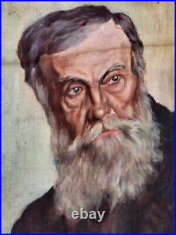 Tableau ancien signé. Portrait Homme Peinture huile sur toile. A Restaurer