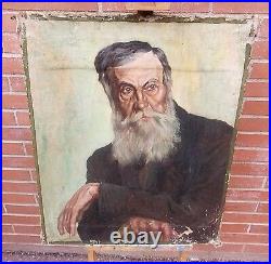 Tableau ancien signé. Portrait Homme Peinture huile sur toile. A Restaurer Tableau ancien signé. Portrait Homme Peinture huile sur toile. A Restaurer