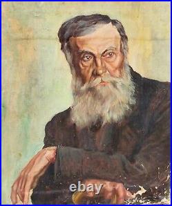 Tableau ancien signé. Portrait Homme Peinture huile sur toile. A Restaurer