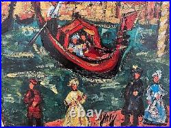 Tableau de Henry D'Anty Gondoles à Venise HST 46x55 cm